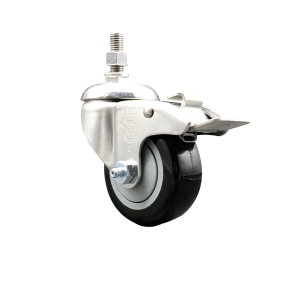 Service Caster 3 Inch 316SS Black Polyurethane Swivel 1/2 Inch Stem Caster Total Lock Brake SCC SCC-SS316TSTTL20S314-PPUB-BLK-121315 - main